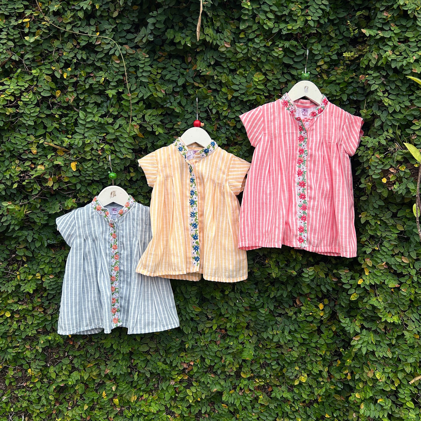 Striped Beach-Ready Dress with Floral Embroidery