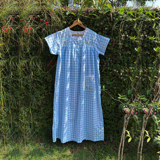 Embroidered Square Lace Yoke Ladies Nightwear