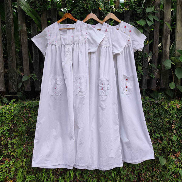 floral embroidered white nursing nighty