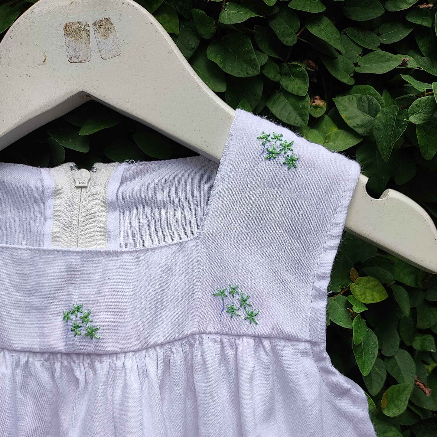 Broad Strapped Embroidered Cotton Dress