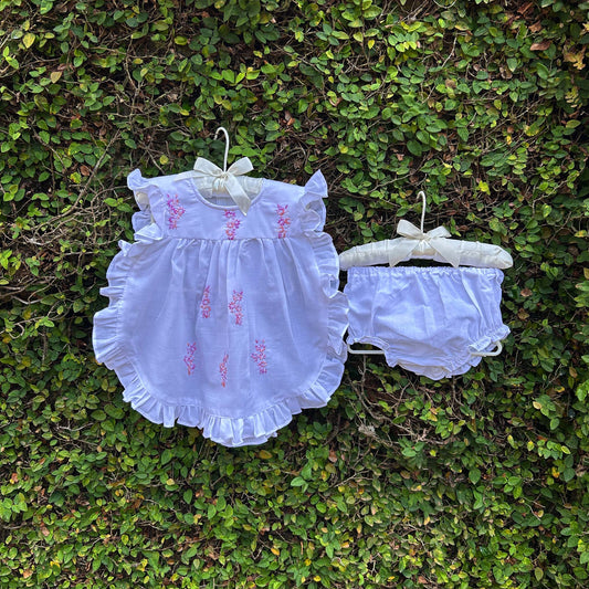 Classic White Colour Pinny Set with Side Ties for Babies