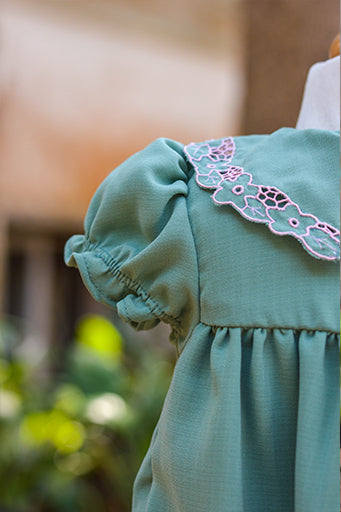 TEA GREEN CUTWORK DRESS