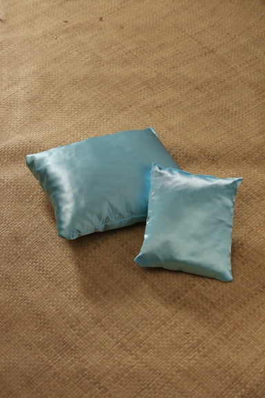 Blue Satin Square Pillows