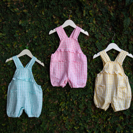 cotton checkered playtime romper