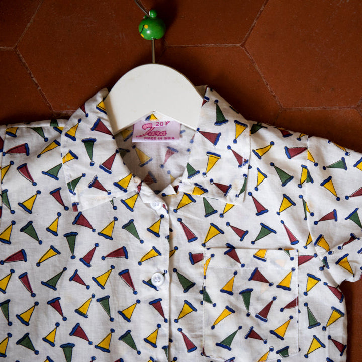 Colourful Cap Prints Cotton Shirt