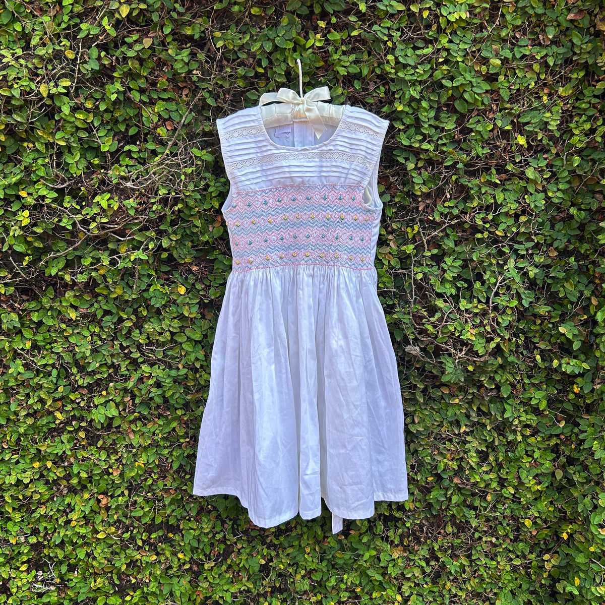 Smocked Bullion Flowers with Pintuck Dess