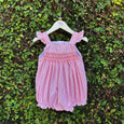 Charming Pastel Shade Smocked Romper Dress