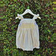 Charming Pastel Shade Smocked Romper Dress