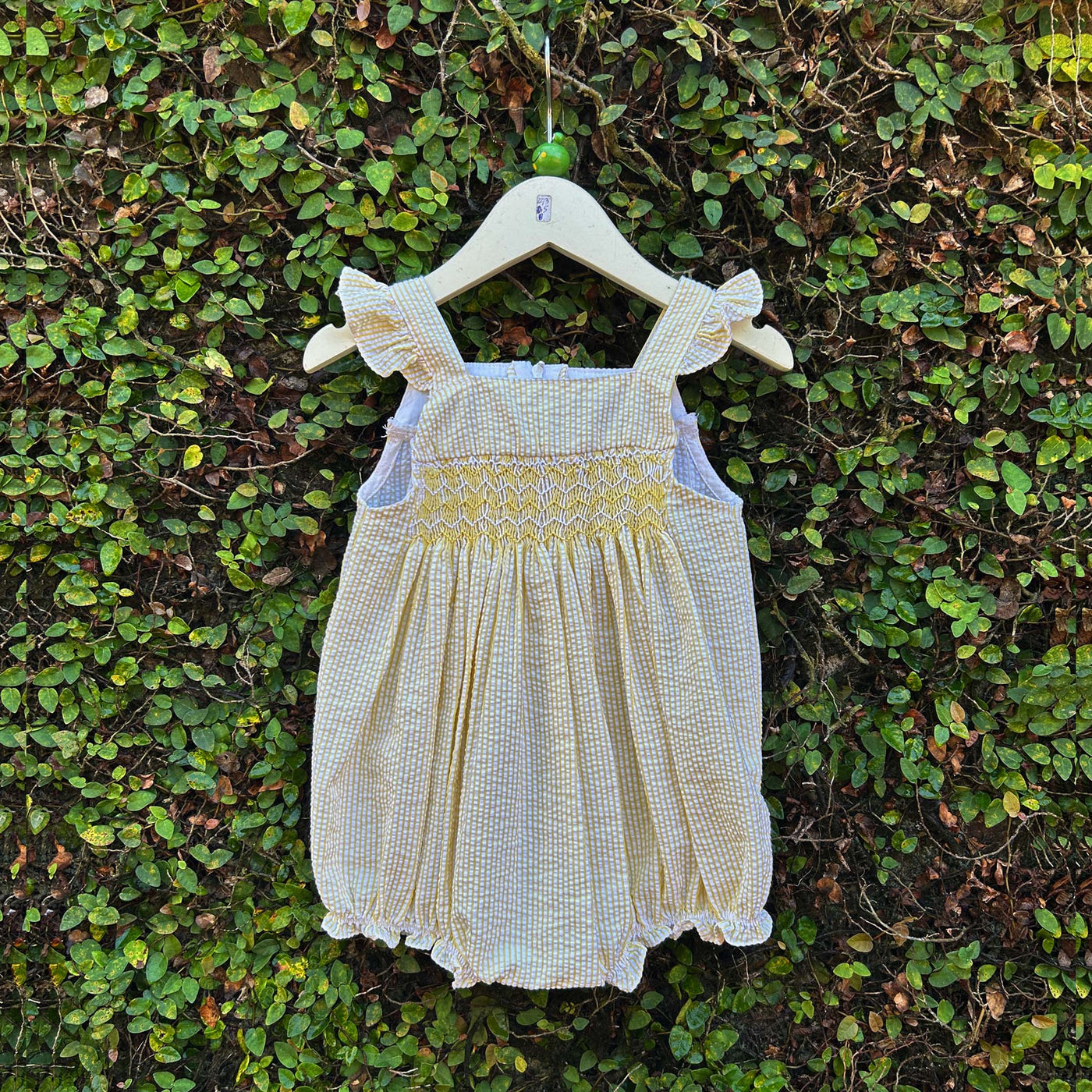 Charming Pastel Shade Smocked Romper Dress