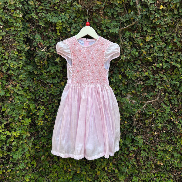 pink baby dress with bullion flowers