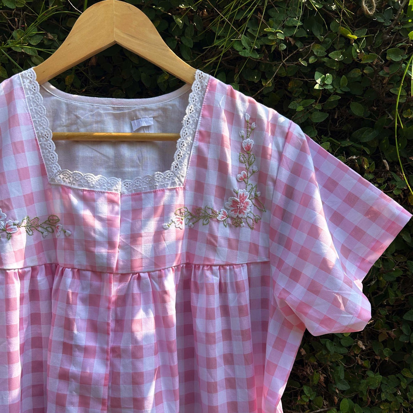 Embroidered Square Lace Yoke Ladies Nightwear