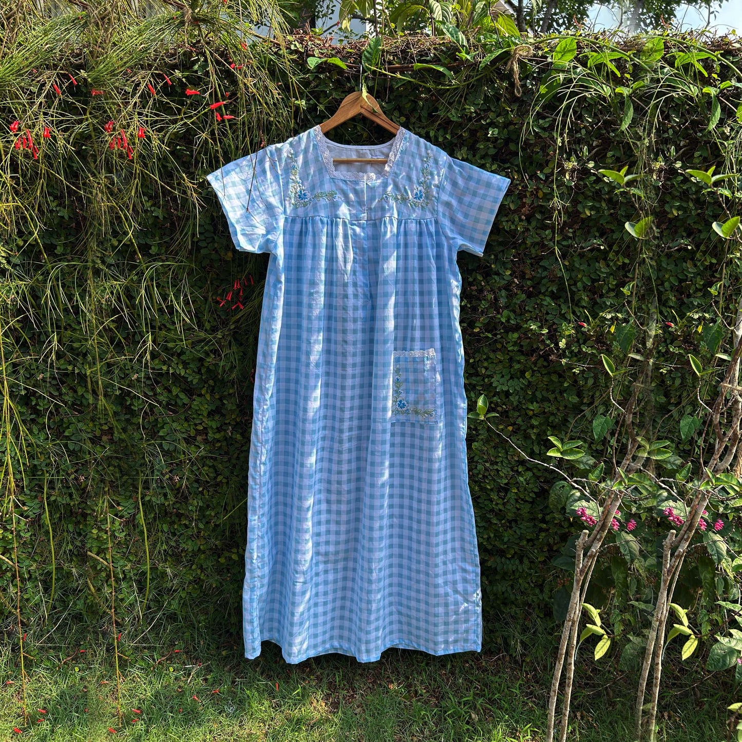 Embroidered Square Lace Yoke Ladies Nightwear
