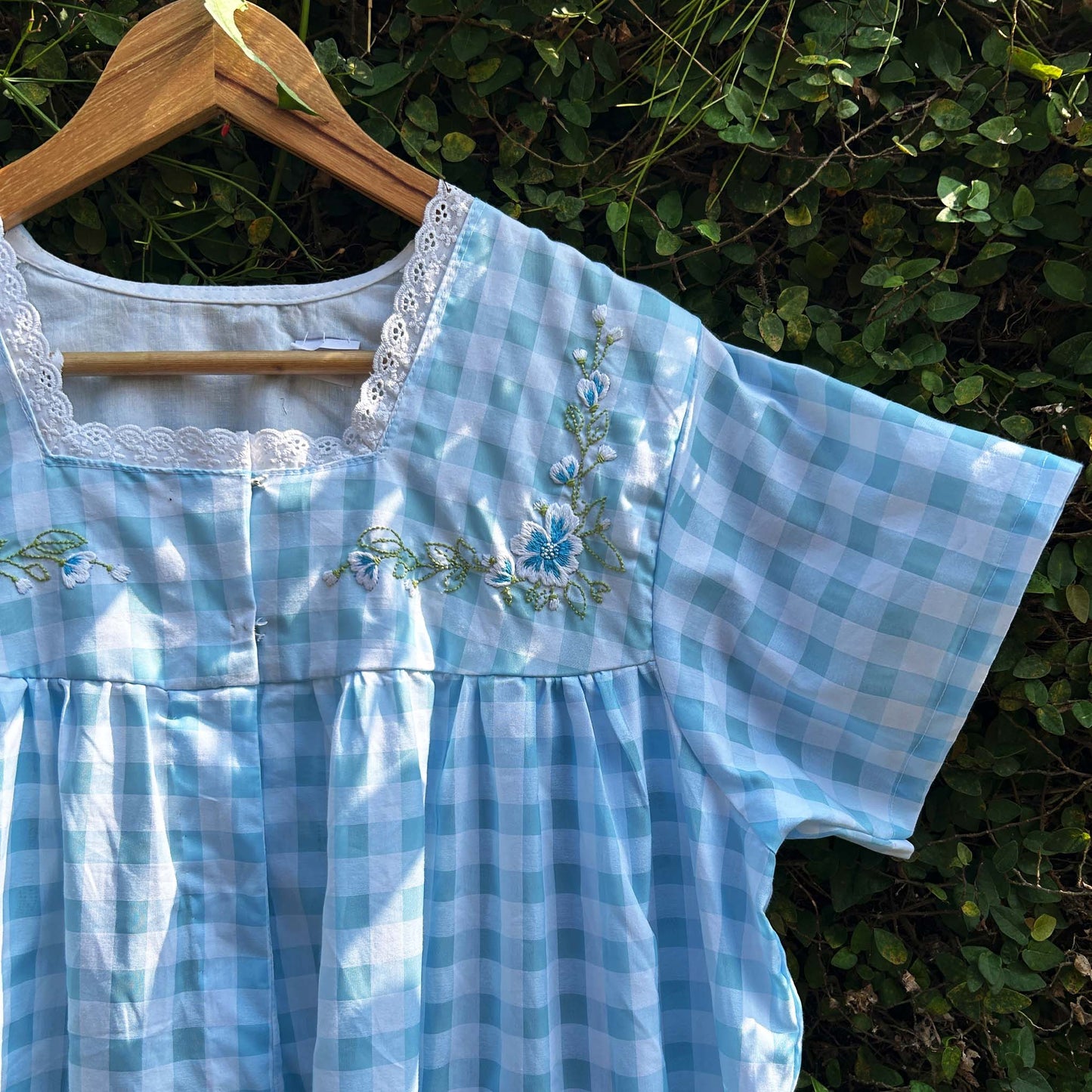 Embroidered Square Lace Yoke Ladies Nightwear