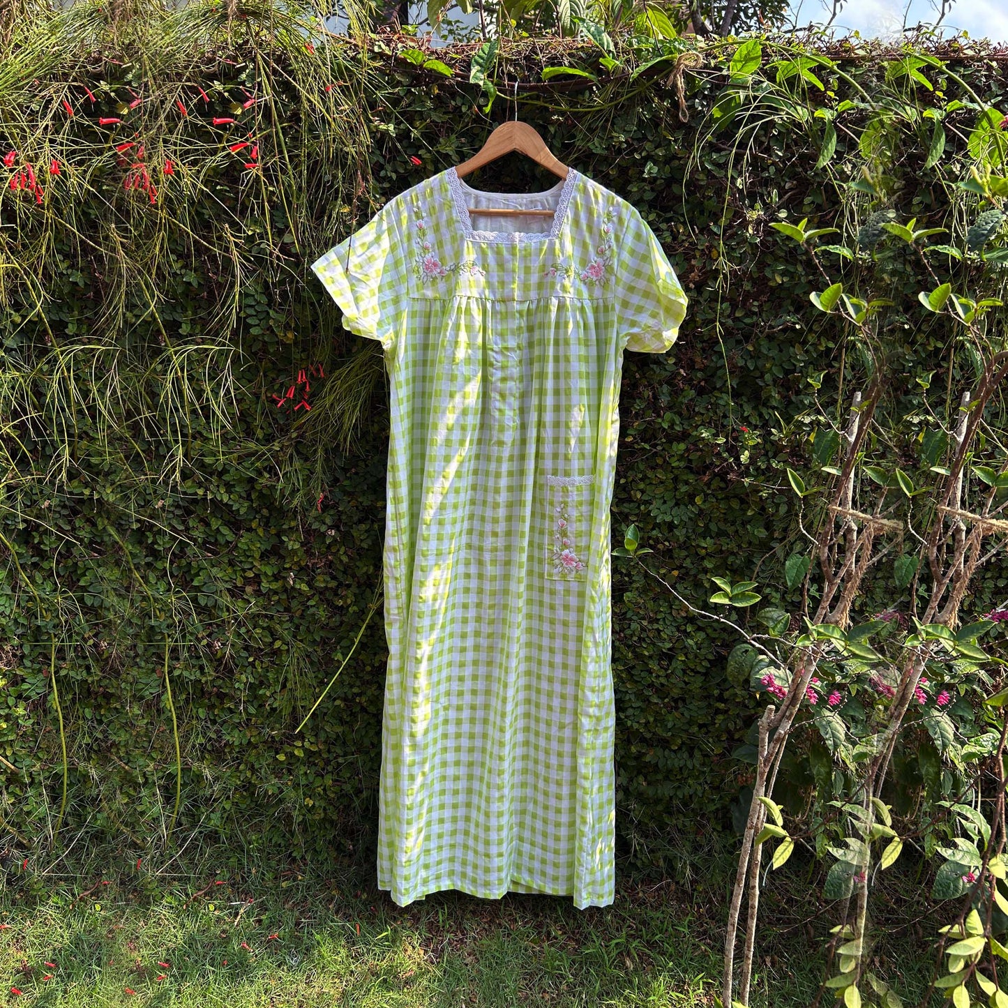 Embroidered Square Lace Yoke Ladies Nightwear