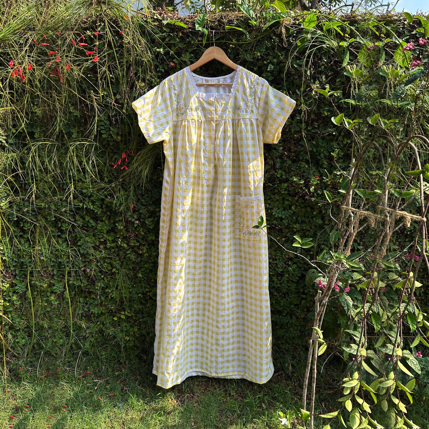 Embroidered Square Lace Yoke Ladies Nightwear
