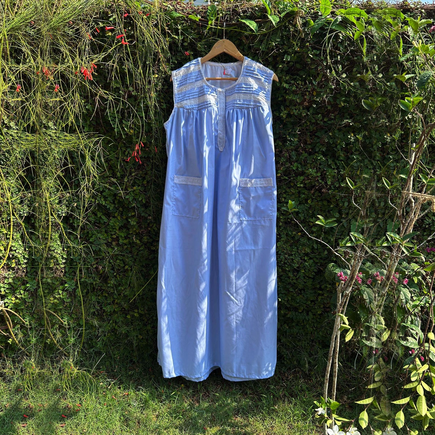 Calm Blue - Pin Tuck Yoke Night Wear for Women