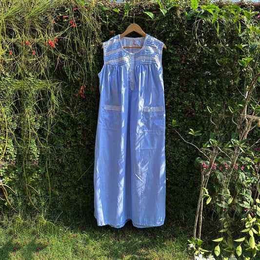 Calm Blue - Pin Tuck Yoke Night Wear for Women