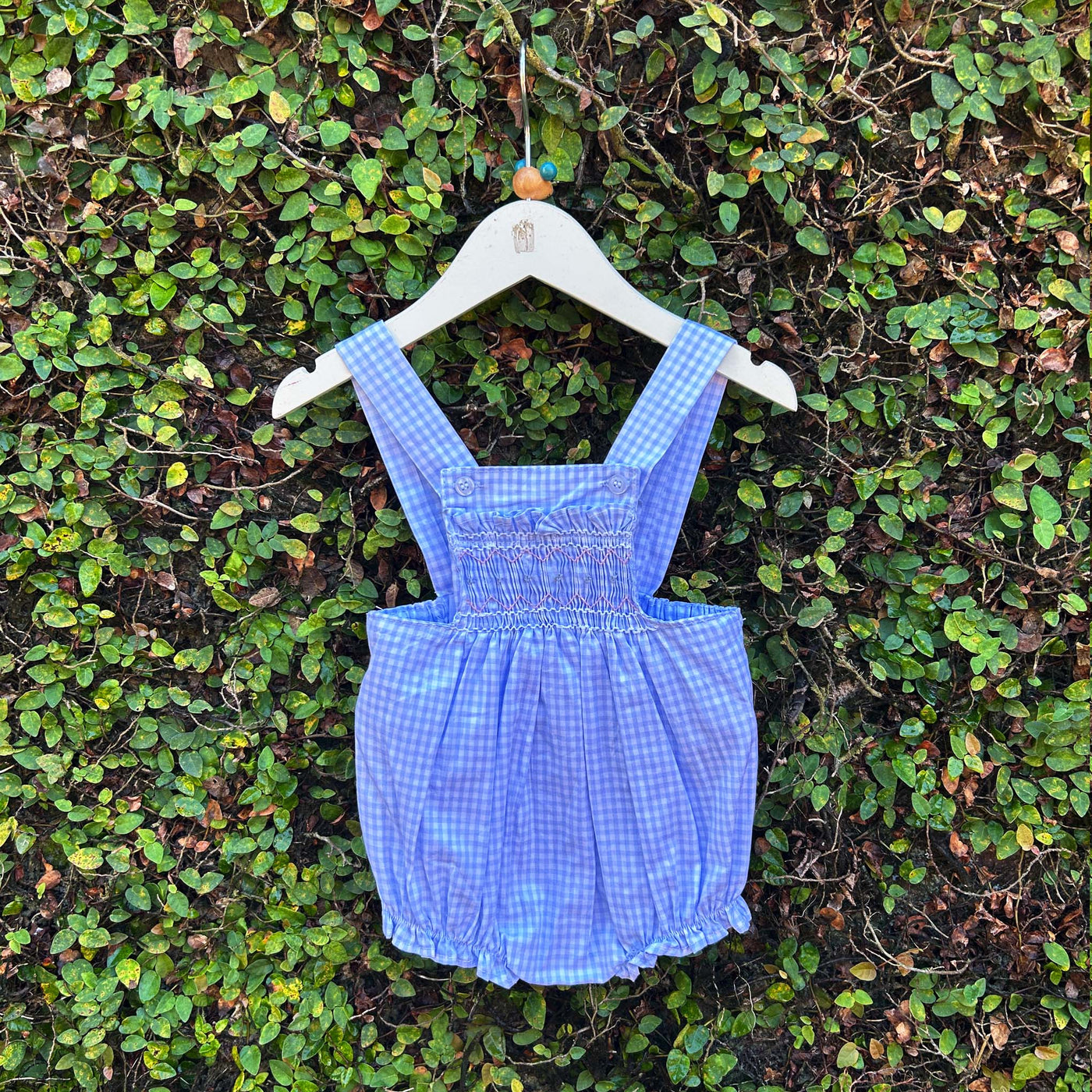 sky blue comfy gingham romper