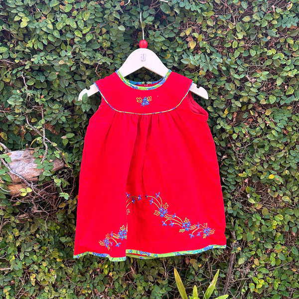 floral red baby dress