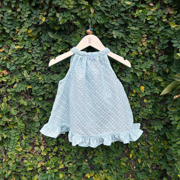 embroidered fabric sky blue dress