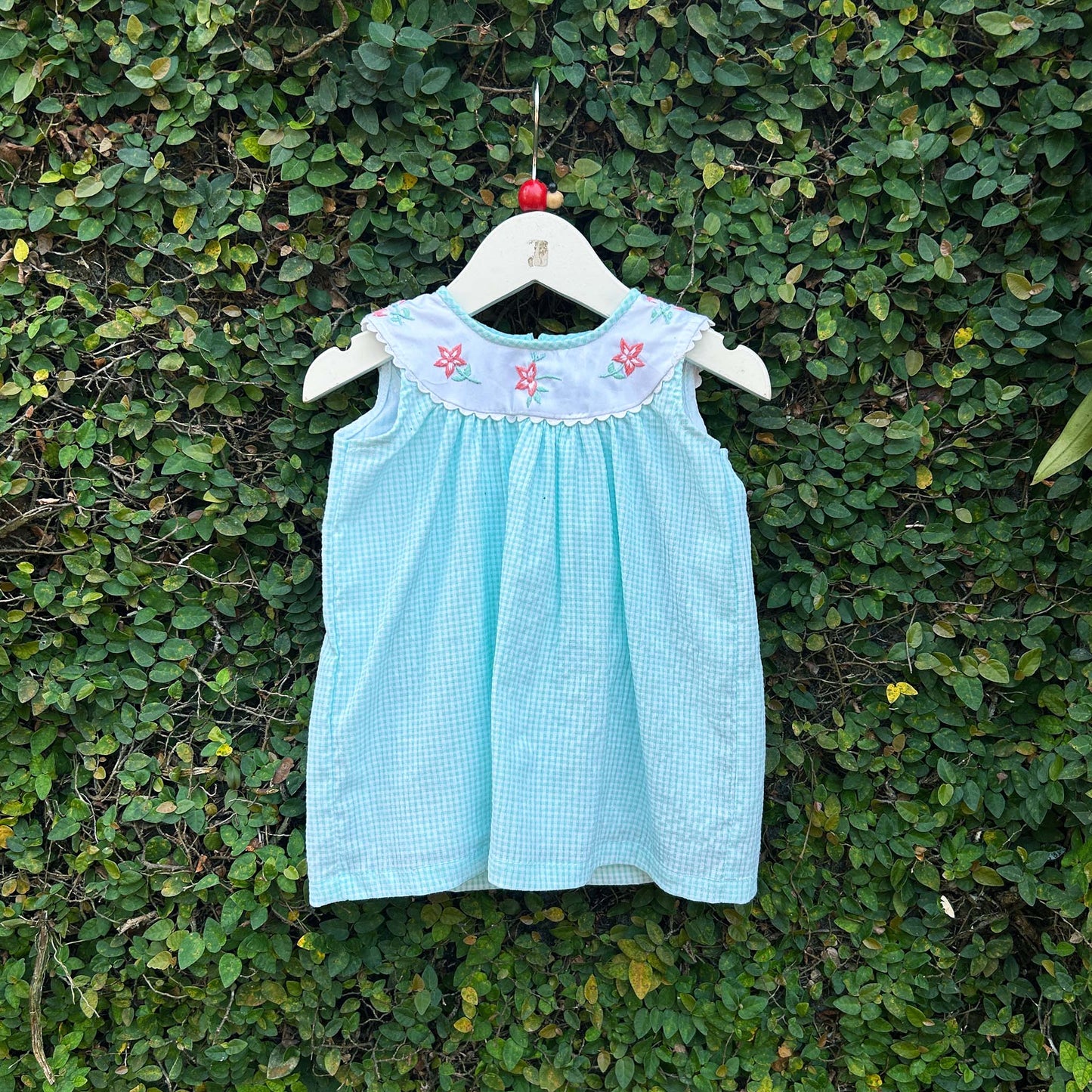 Comfy Gingham Dress with Floral Embroidery