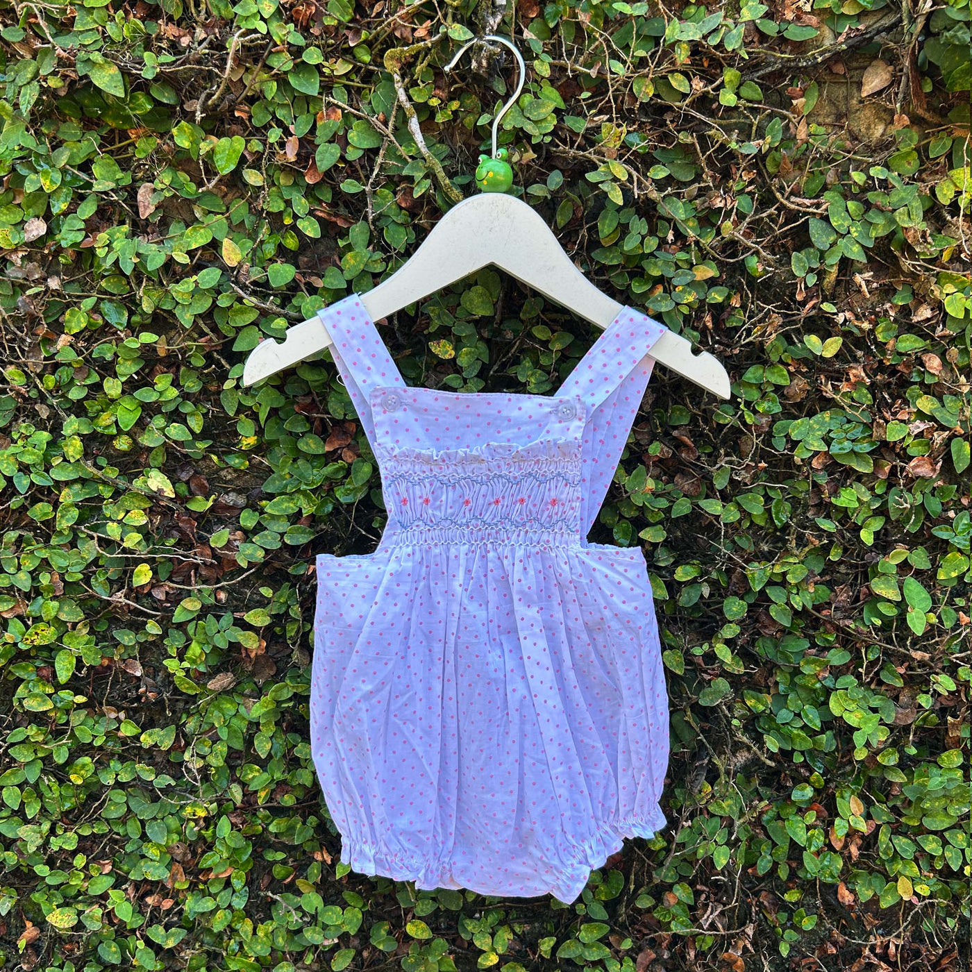 polka dot smocked dungaree