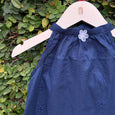 navy blue embroidered fabric dress