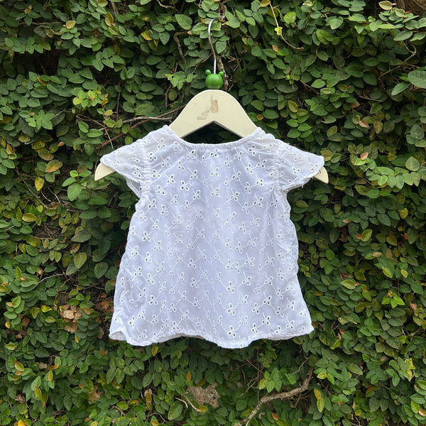 white eyelet baby dress