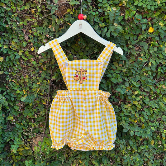 yellow gingham dungaree
