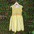 smocked georgette yellow baby dress