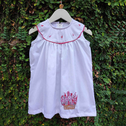 White n Red Embroidered Sleeveless Dress