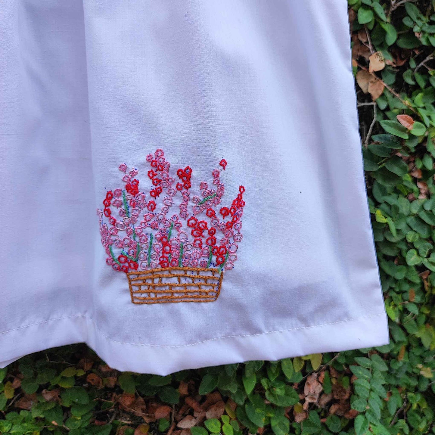 White n Red Embroidered Sleeveless Dress