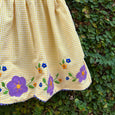Yellow Gingham Dress with Floral Applique