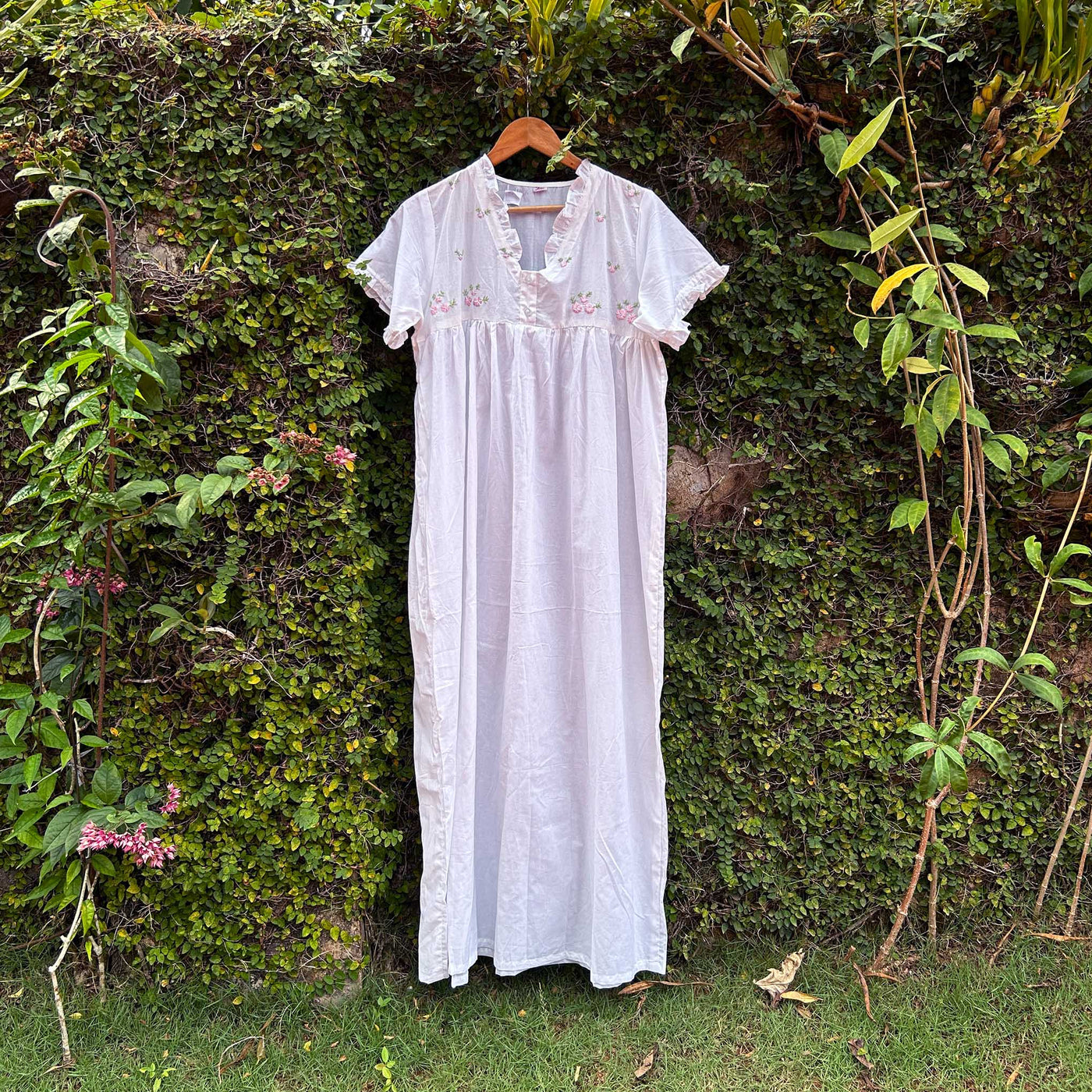 elegant embroidered white nightwear