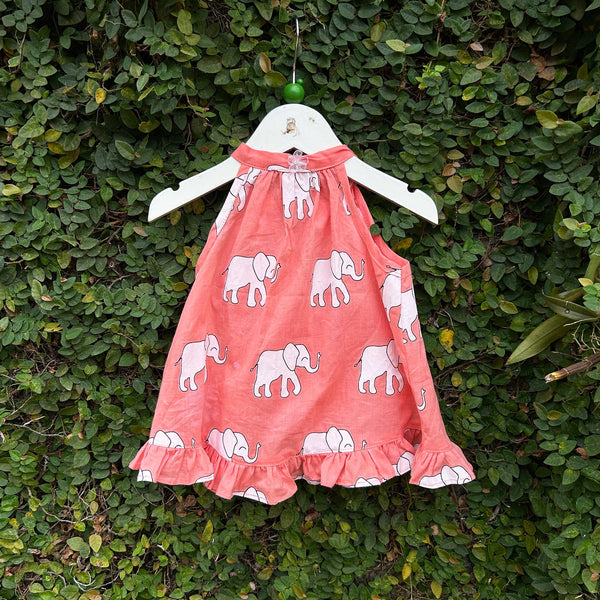 block printed baby dress