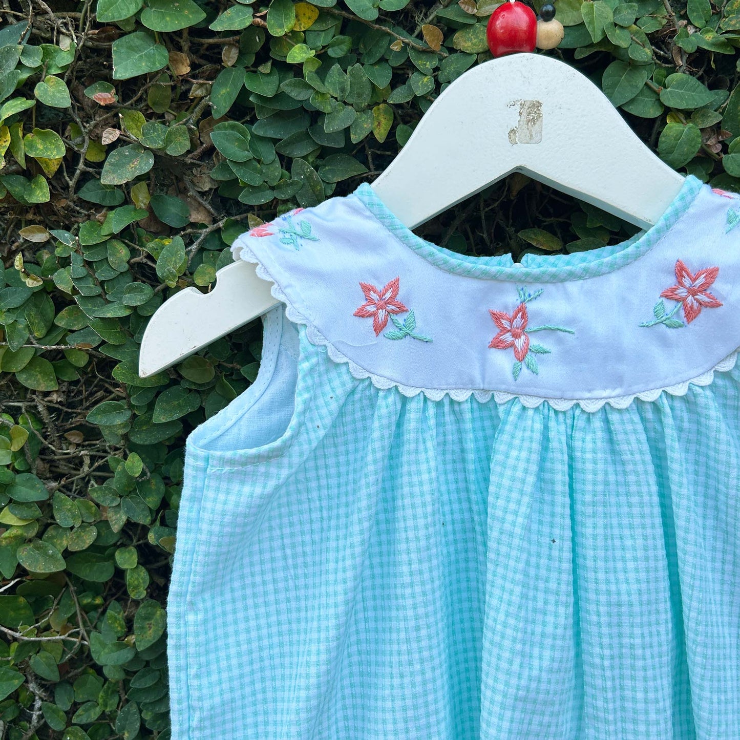 Comfy Gingham Dress with Floral Embroidery