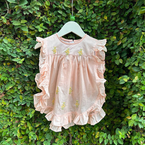 floral apron peach dress
