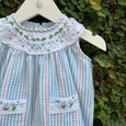 Striped Gingham Cotton Seersucker Dress