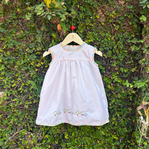 rainbow piped baby frock
