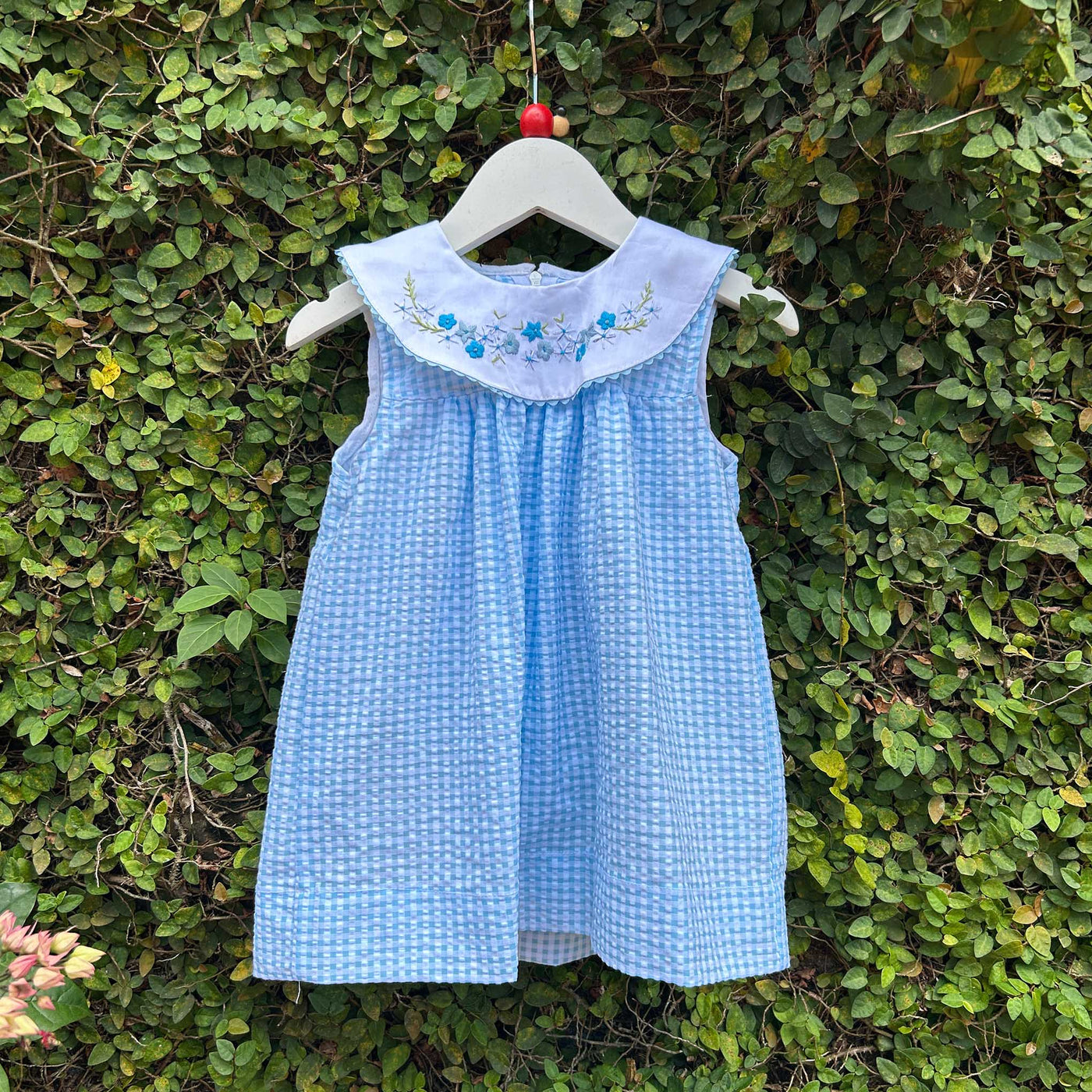 Embroidered Gingham Dress for Little Princesses