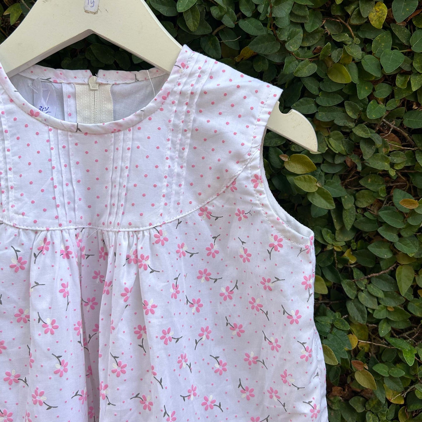 Flowery Polka Pintuck Frock