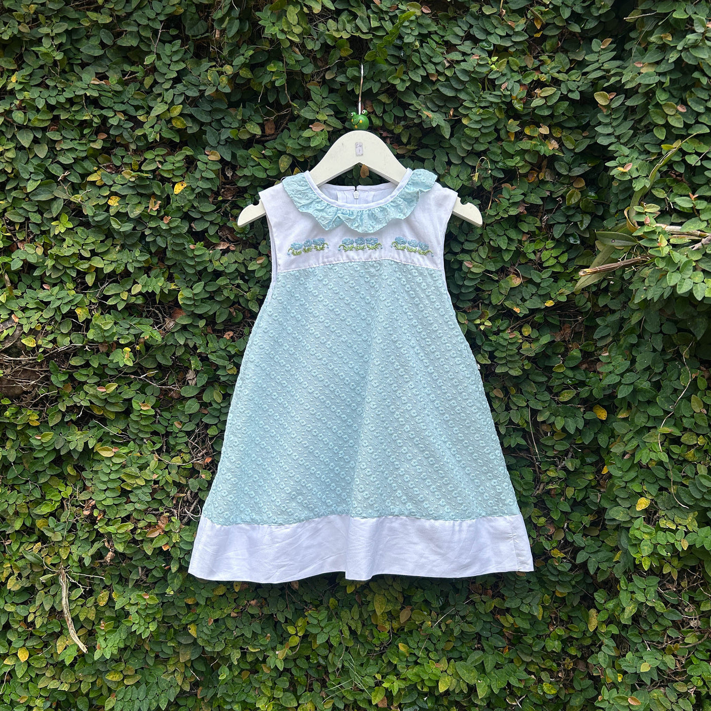 blue embroidered fabric baby dress