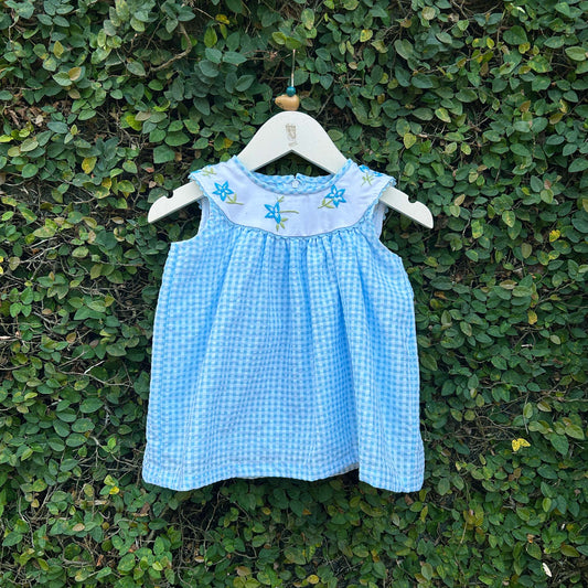 Comfy Gingham Dress with Floral Embroidery