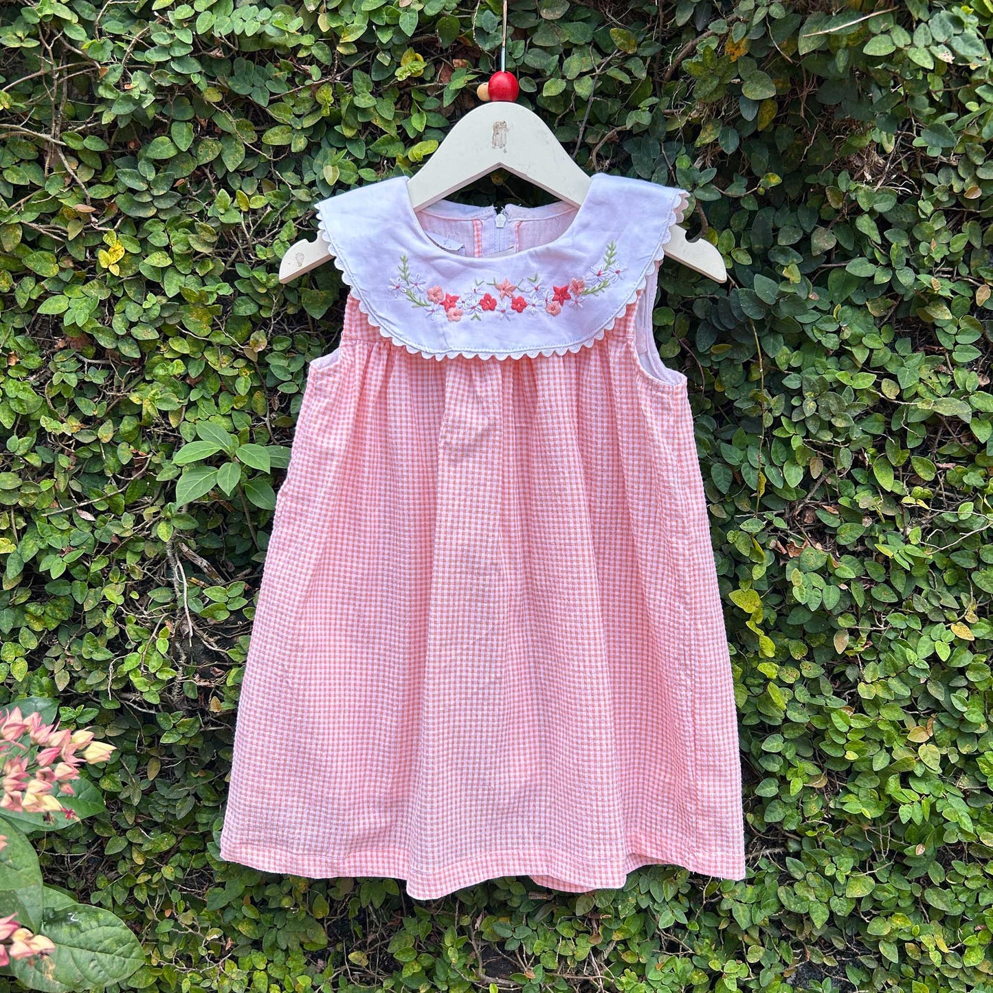 Embroidered Gingham Dress for Little Princesses