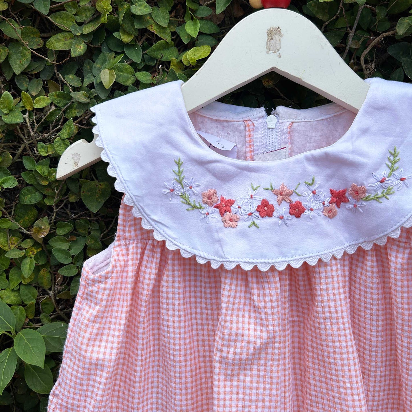 Embroidered Gingham Dress for Little Princesses