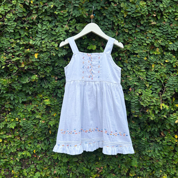 fish embroidered cotton dress