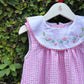 Embroidered Gingham Dress for Little Princesses
