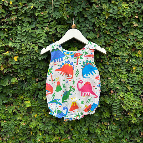 Charming Dinosaur-Print Balloon Romper