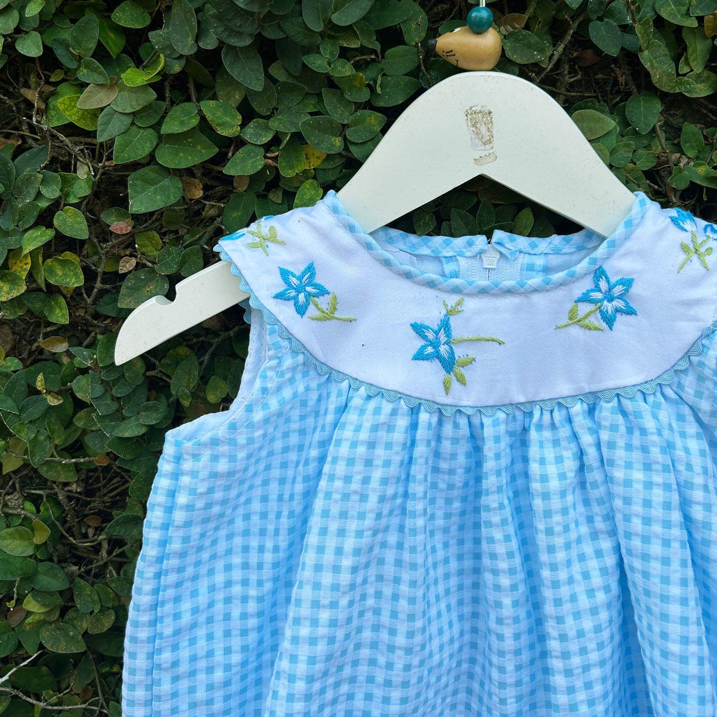 Comfy Gingham Dress with Floral Embroidery