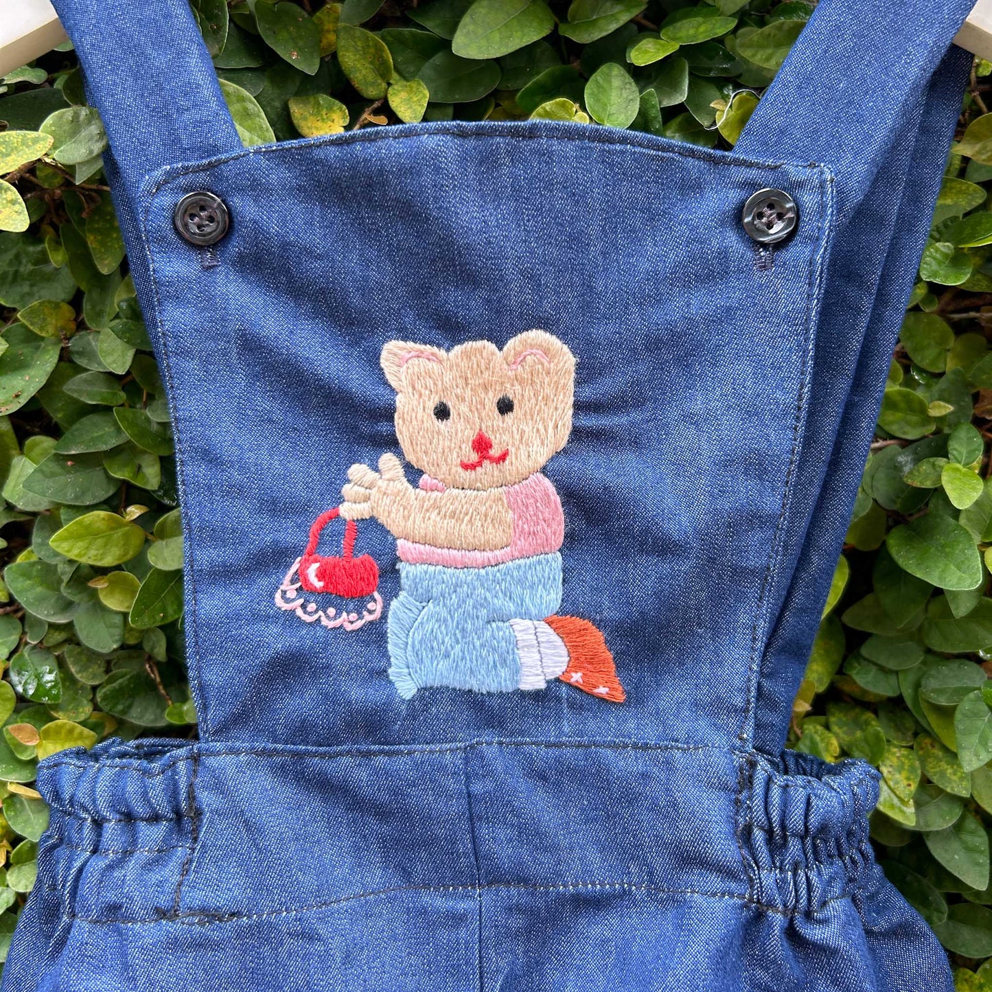 Stylish Hand-Embroidered Blue Denim Romper